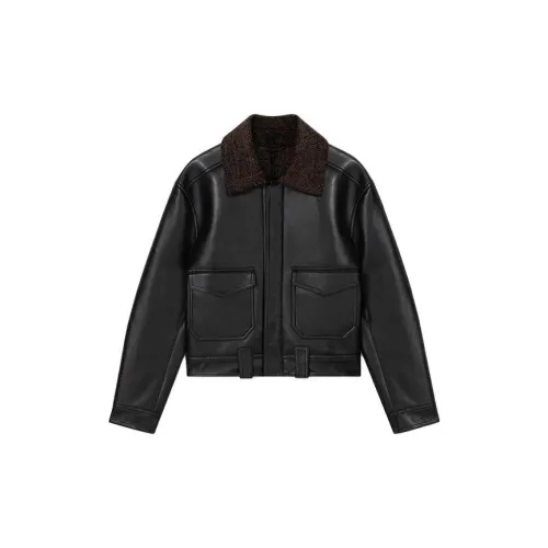 NANUSHKA Spread-collar Leather Jacket