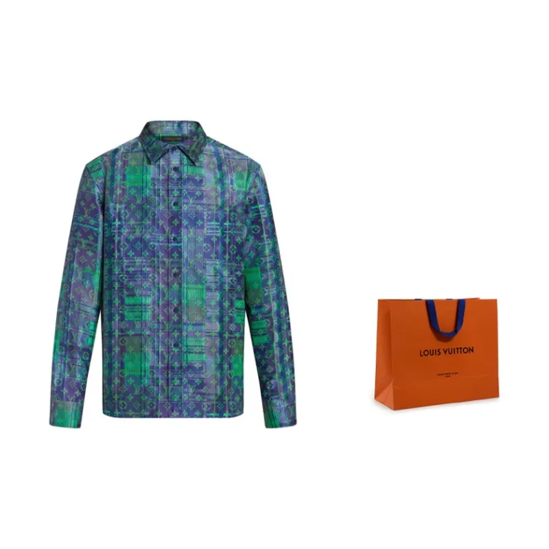 LOUIS VUITTON Monogram Neon Check Oversized Business Shirt-1