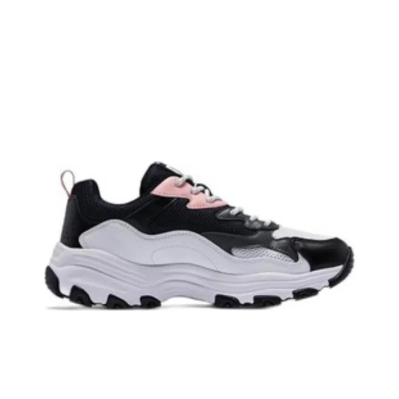 QIAODAN Anti Slip Wear Resistant Low Top Chunky Sneakers Women's Black White Pink-1