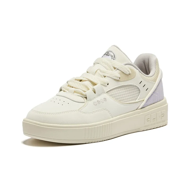 Erke Skateboard Shoes Women's Low Top Microcrystal White Morning Mist Purple-2