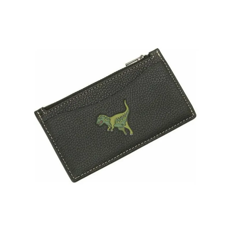 COACH Rexy Soft Polished Pebbled Leather Coin Purses Card Holders Mini Women's Black-3