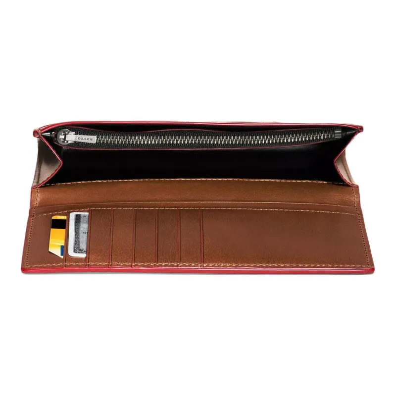 COACH Breast Pocket Calfskin Clutches Wallets Men's Brown-1