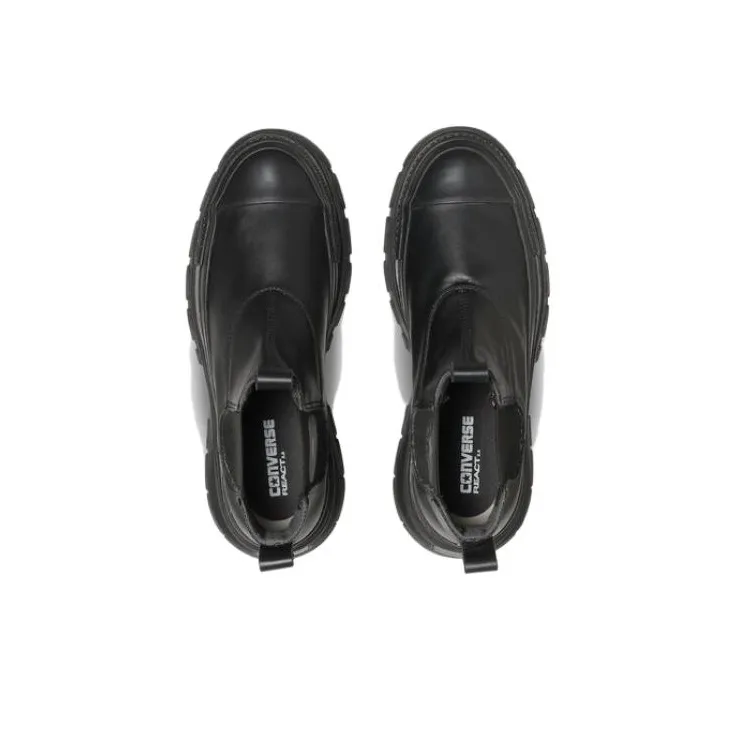Converse All Star LEATHER Ⓡ TREKWAVE SIDEGORE HI Abrasion Resistant Breathable High Top Casual Shoes Unisex Black-3
