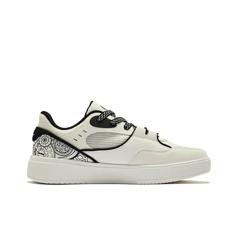 Erke Skateboard Shoes Men Low Top Microcrystal White Jet Black-1
