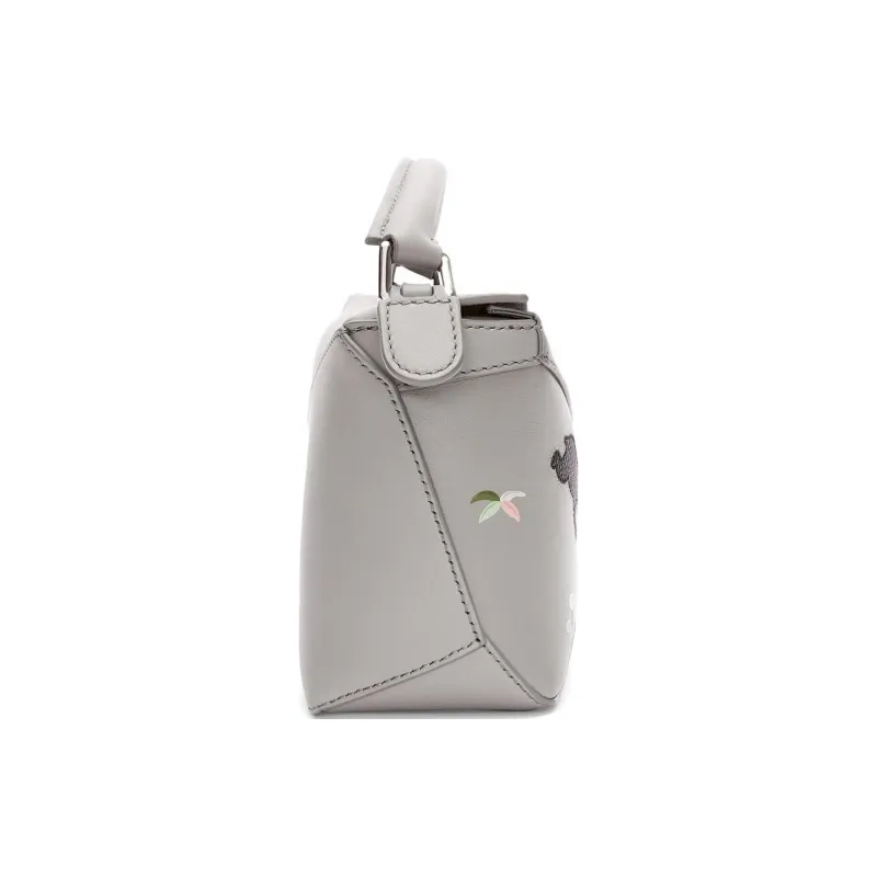 LOEWE Suna Fujita Collaboration Satin Calfskin Handbag Shoulder Bag Crossbody Bag Mini Women's Pearl Gray-2