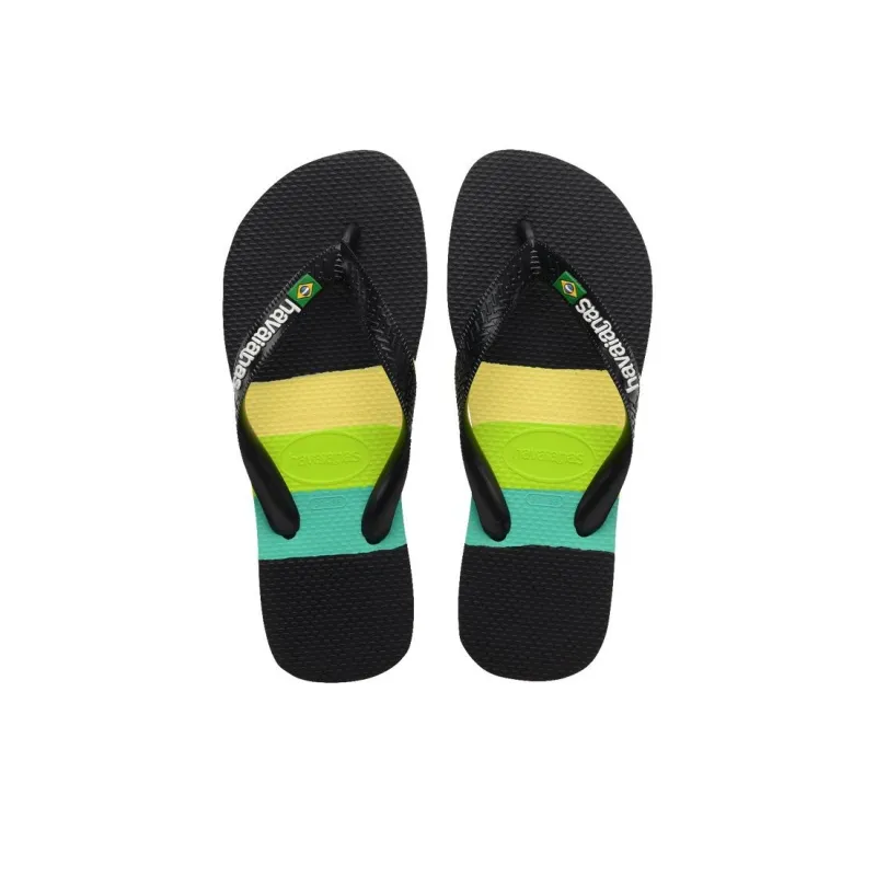 Havaianas Antibacterial Slip Resistant Flip Flops Unisex Black Yellow Blue-3