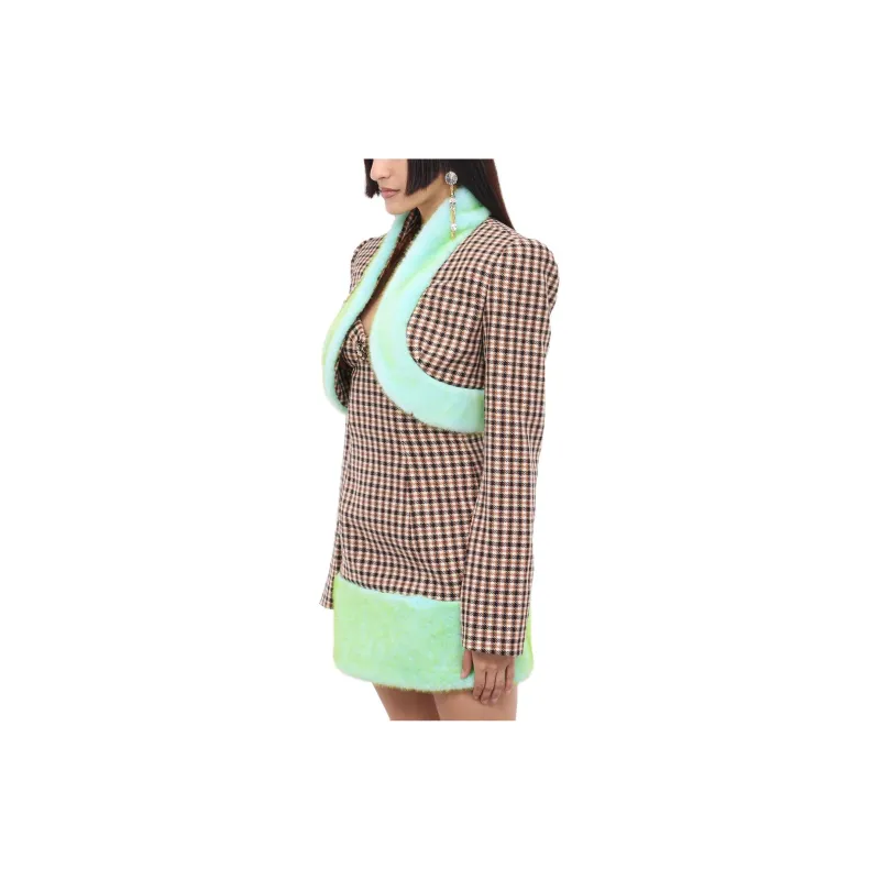 AREA Faux fur Trim Cropped Jacket-2