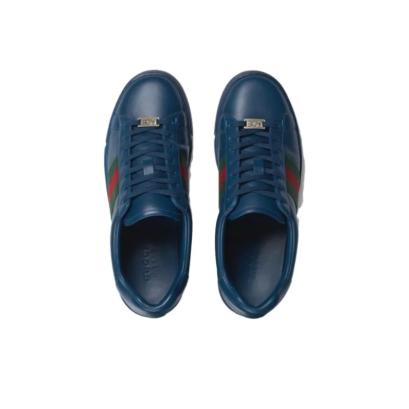 GUCCI Low Top Skateboard Shoes Men's Blue-2