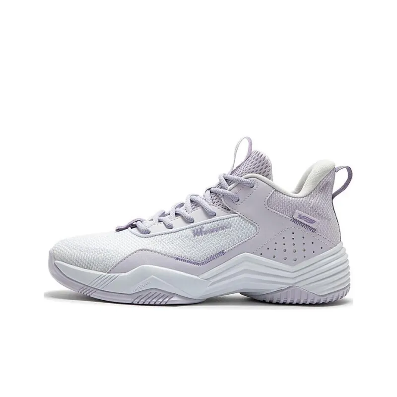 361° Cushioning Wear Resistant Low Top Basketball Shoes Men's White Purple-0