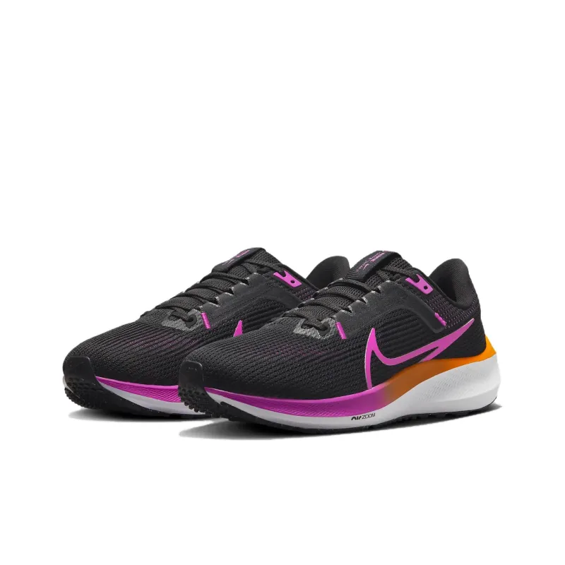 Nike Air Zoom Pegasus 40 Cushioning, Wear Resistant Low Top Running Shoes Women's Black Orange-2