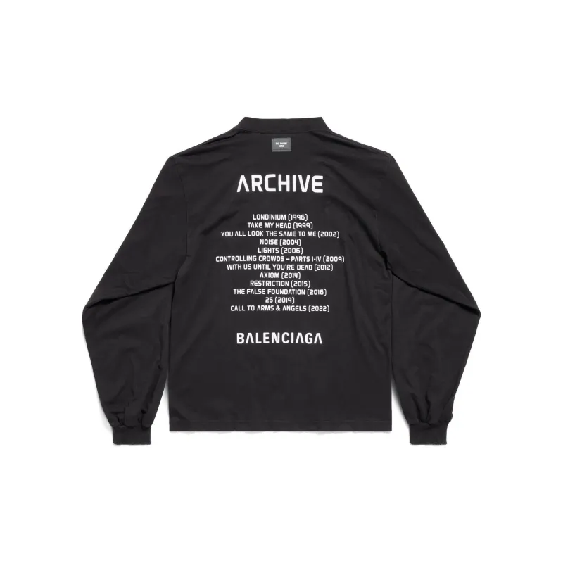 Balenciaga Archive Collection Connected Long Sleeve T Shirt Medium Fit T Shirt, Loose Fit Men's Black-1