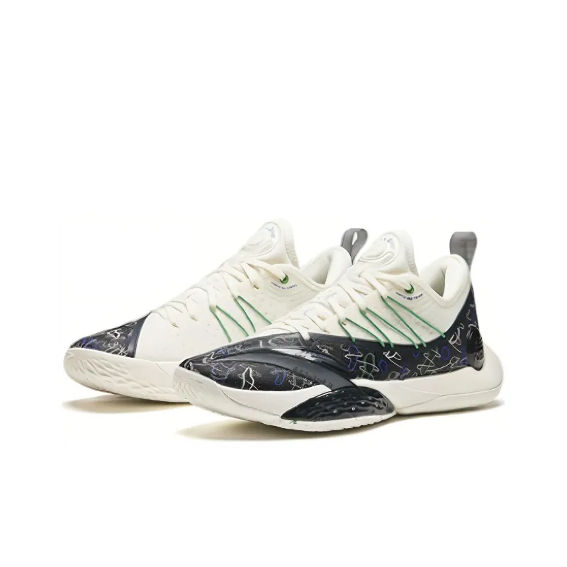 Anta Skyline 2 Anti Slip Wear Resistant Low Top Basketball Shoes Men's White-1