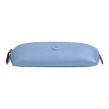 COACH Pencil Case Leather Storage Bag Small Size Men's Light Blue