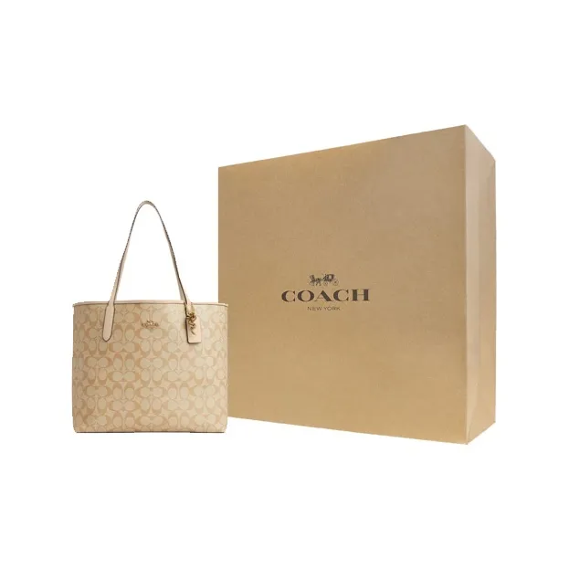 COACH PVC Artificial Leather Tote Bag Shopping Bag Shoulder Bag Handbag Women's Light Khaki Multicolor-4