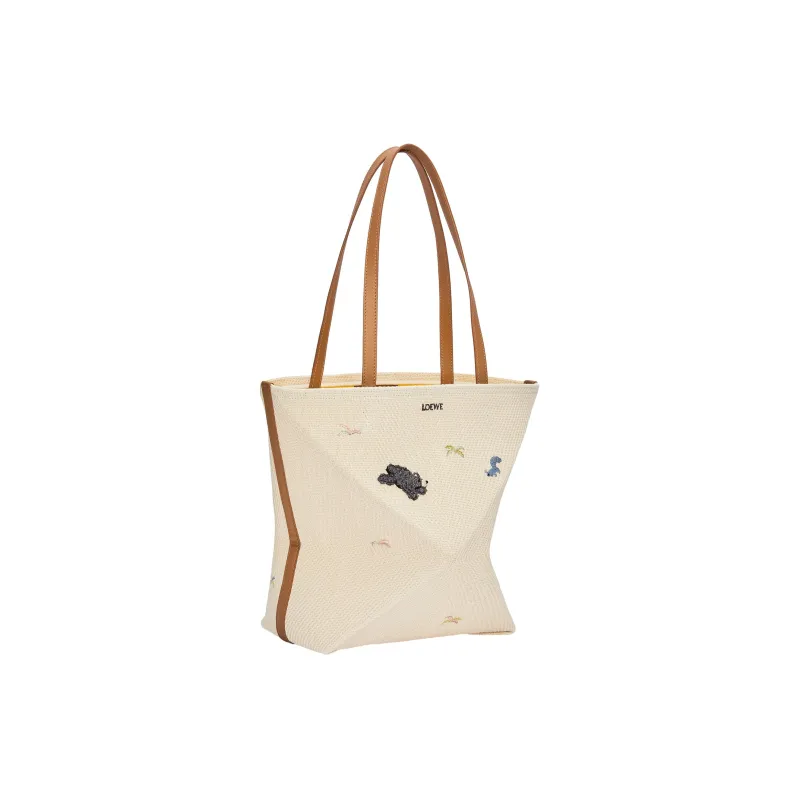 LOEWE Suna Fujita Collaboration Canvas Tote Bag Shopping Bag Handbag Women's Natural-1