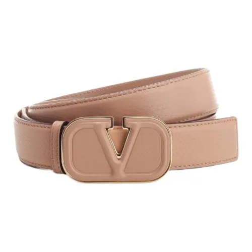 Valentino Letter Decoration Design Leather Belts Women's Brown 