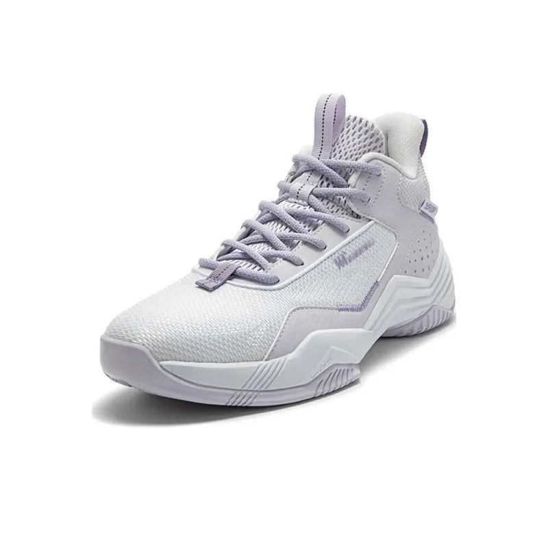 361° Cushioning Wear Resistant Low Top Basketball Shoes Men's White Purple-1