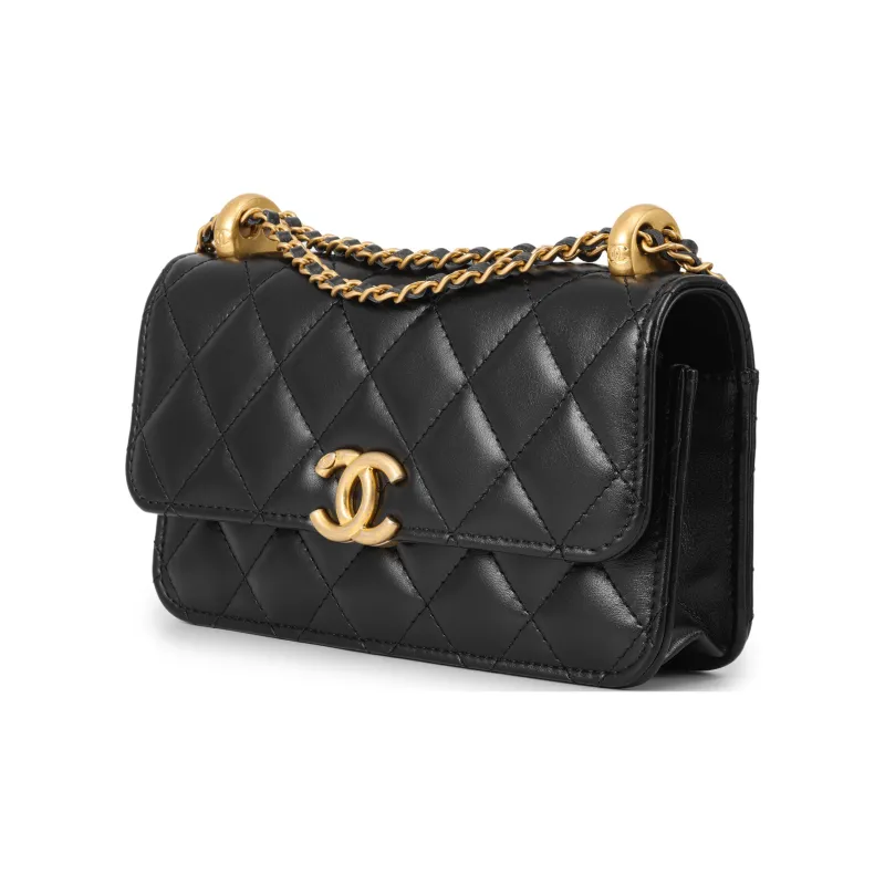 CHANEL WOC Calfskin Wallet On Chain, Coin Purse, Crossbody Bag, Shoulder Bag Women's Black-1