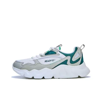 QIAODAN Cushioning Wear Resistant Low Top Running Shoes Men's White Gray Green