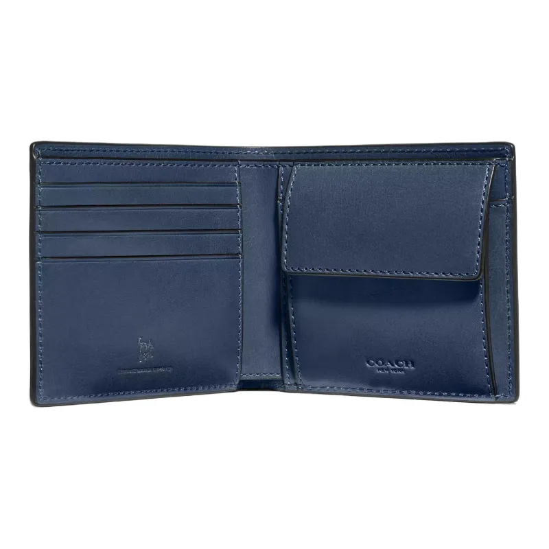 COACH Buffalo Leather Coin Purse Wallet Men's Blue-1