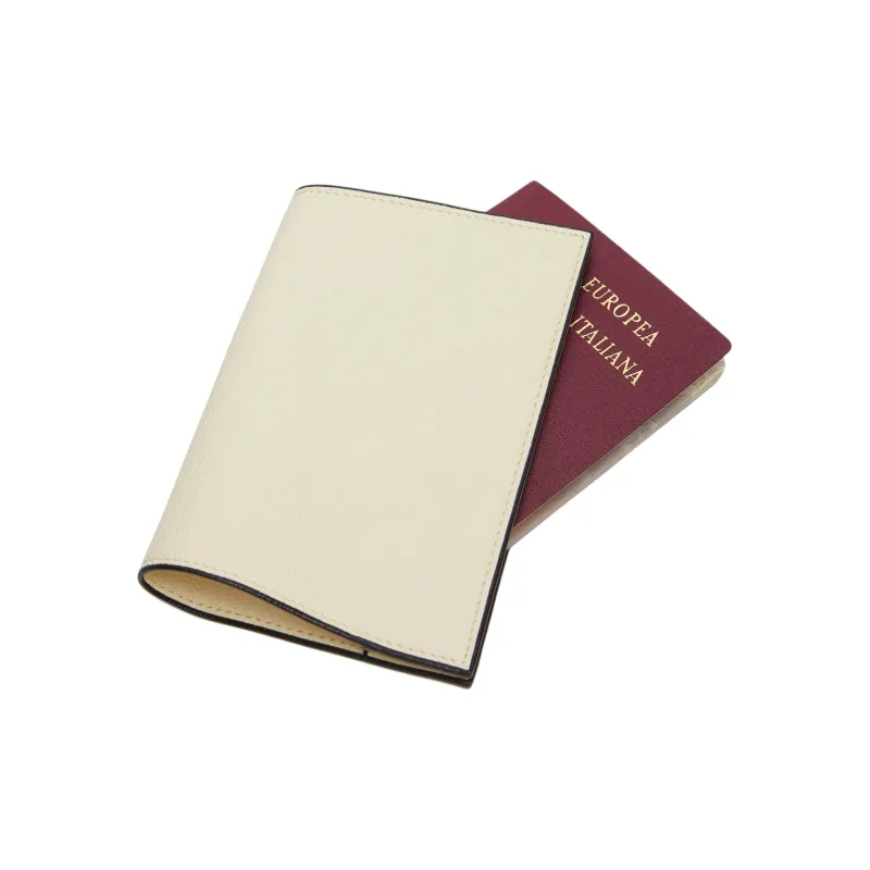 Valextra Millepunte Calfskin Passport Holder Unisex White-3