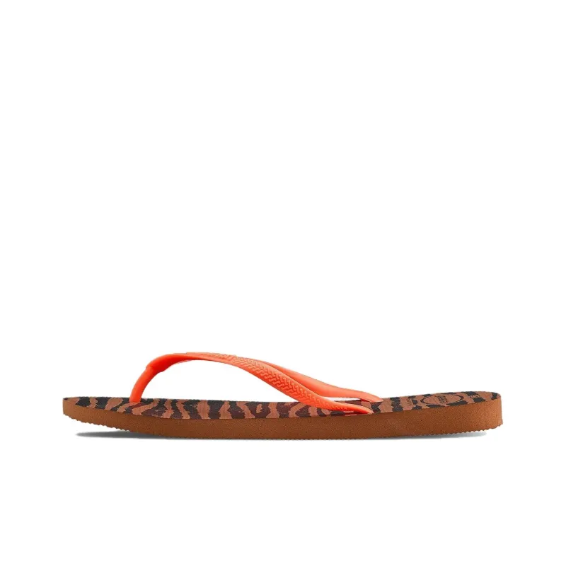 Havaianas Slim Animals Slip Resistant Flip Flops Women's Brown Black-0