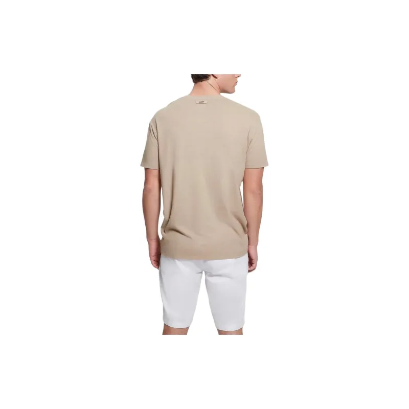 GUESS Eco Linen-Blend V-Neck Tee T-Shirt Men's Umber-1