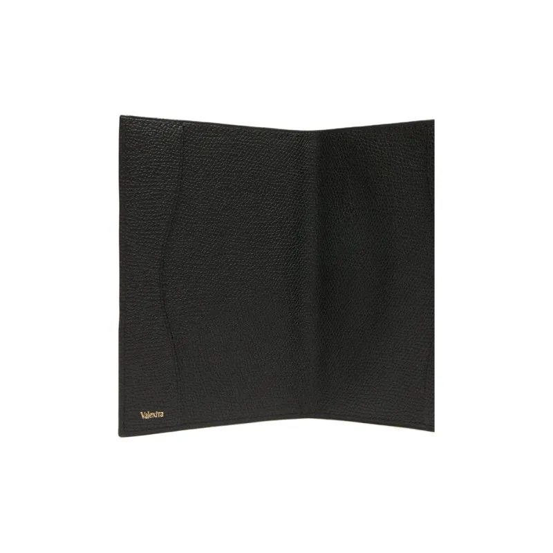 Valextra Millepunte Calfskin Passport Holder Unisex Black-3