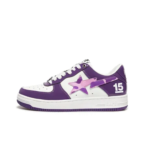 A BATHING APE STA Skateboard Shoes Men Low-Top White/Purple