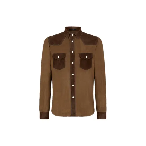 TOM FORD Leather Jackets Men Brown