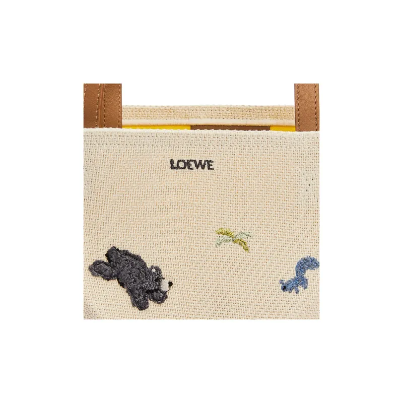 LOEWE Suna Fujita Collaboration Canvas Tote Bag Shopping Bag Handbag Women's Natural-6
