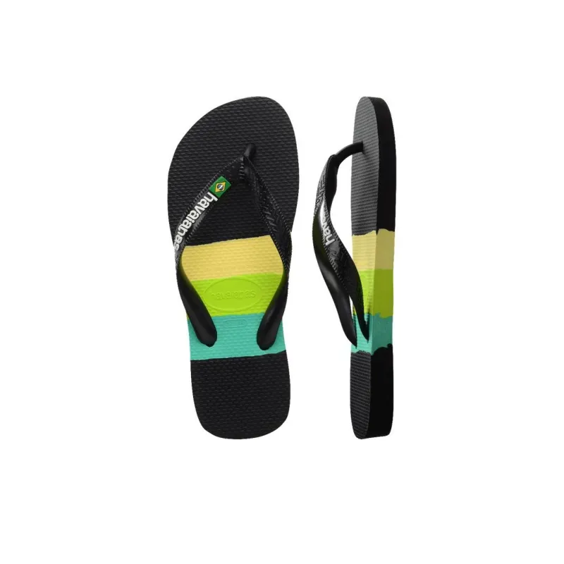 Havaianas Antibacterial Slip Resistant Flip Flops Unisex Black Yellow Blue-4