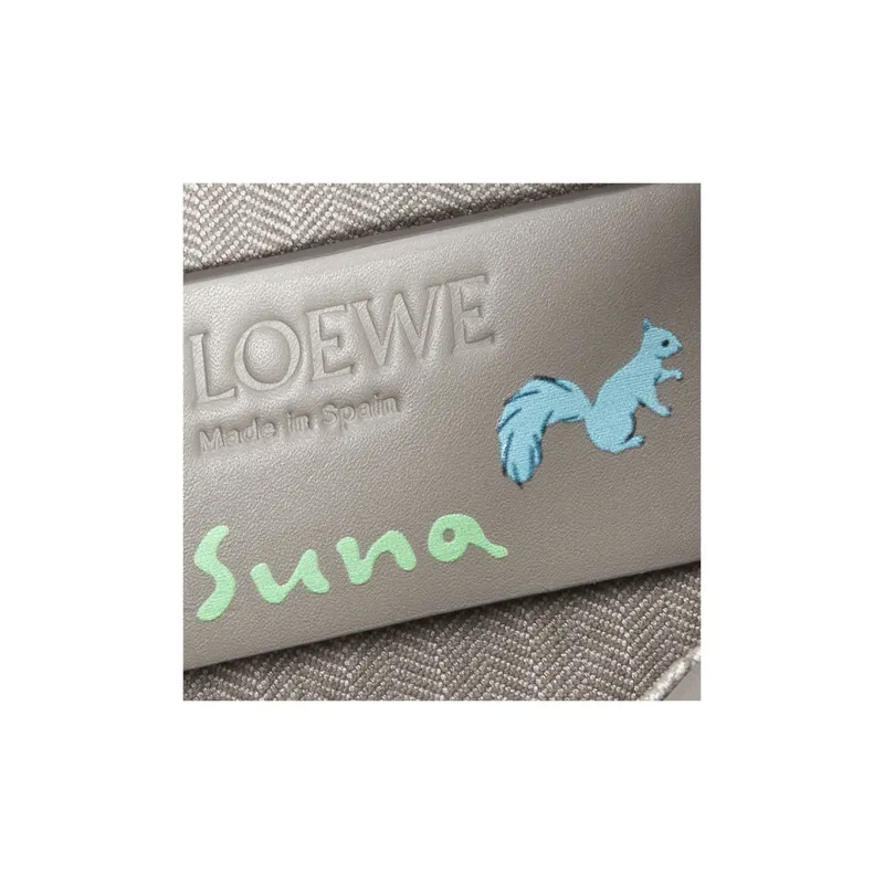 LOEWE Suna Fujita Collaboration Satin Calfskin Handbag Shoulder Bag Crossbody Bag Mini Women's Pearl Gray-6