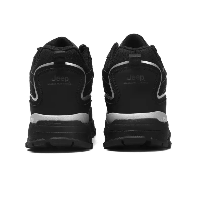 Jeep Cushioning Anti Slip Wear Resistant Lightweight Warm Rebound Mid Top Outdoor Hiking Hiking Shoes Men's Black-4