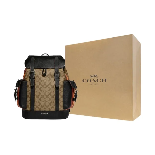 COACH Hudson Canvas With Leather Backpack Tubas Men's Brown & Black-8