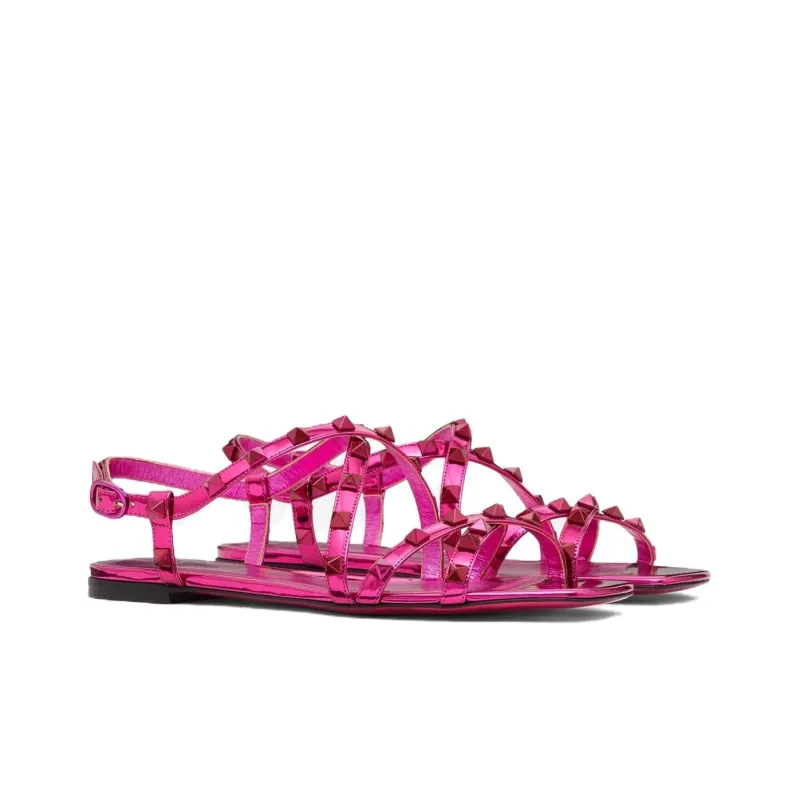 Valentino Garavani Rockstud Mirrored Leather Sandals-3