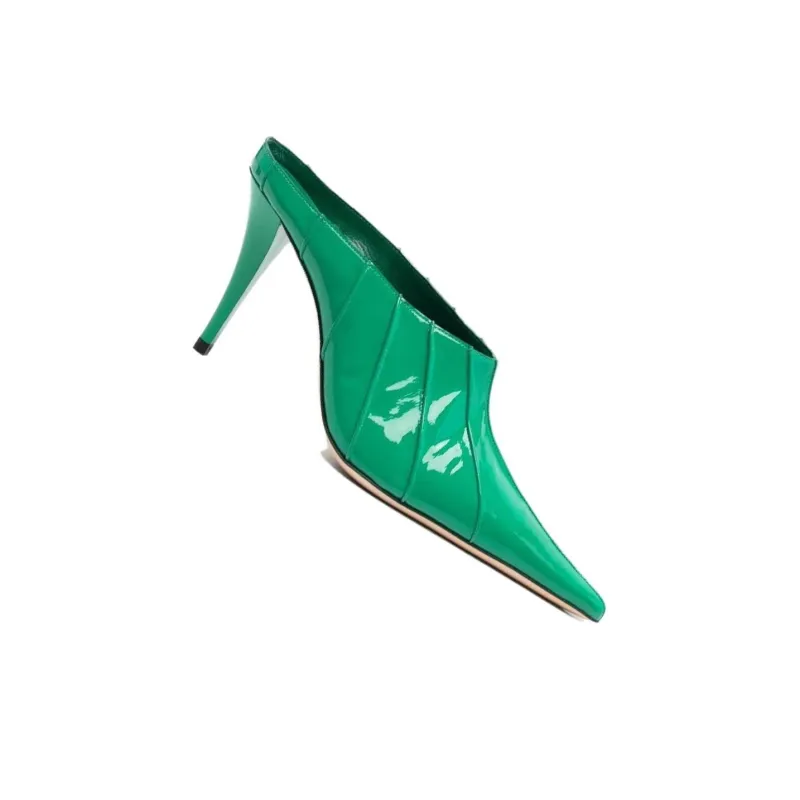 By Far Trish 100mm Patent Leather Mules-1