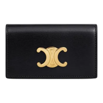 CELINE Triomphe Calfskin Key Pouch Women's Black