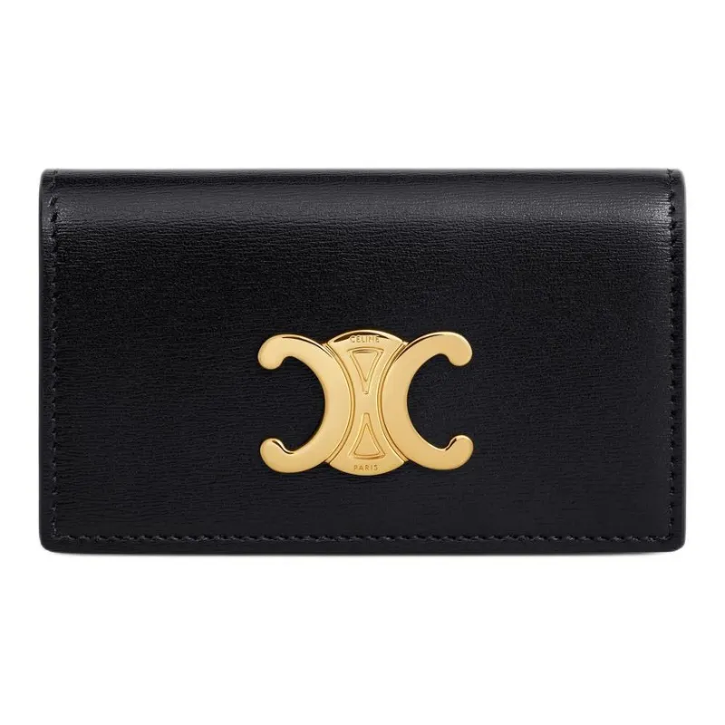 CELINE Triomphe Calfskin Key Pouch Women's Black-0