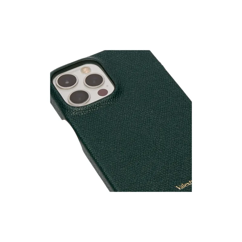 Valextra Calfskin IPhone 13 Pro Max Protective Cover, Phone Case, Bag, Accessory Unisex Dark Green-2