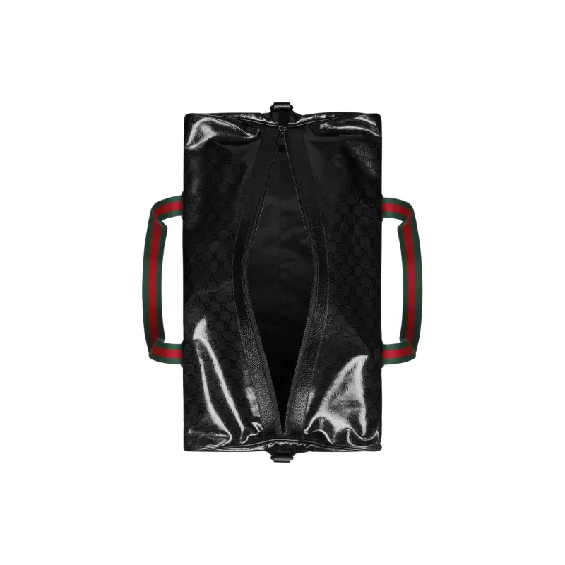 GUCCI Crystal Canvas With Leather Trim Canvas Bag, Handbag, Shoulder Bag, Crossbody Bag, Travel Bag Tubas Men's Black-5