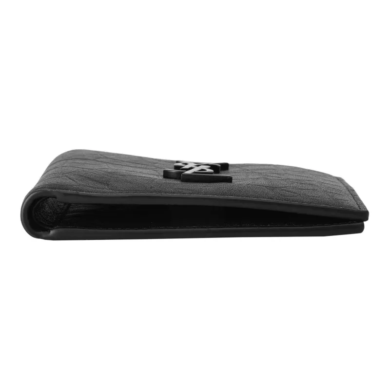 SAINT LAURENT CASSANDRE Crocodile Pattern Cow Leather 50% Off Wallet Unisex Black-3