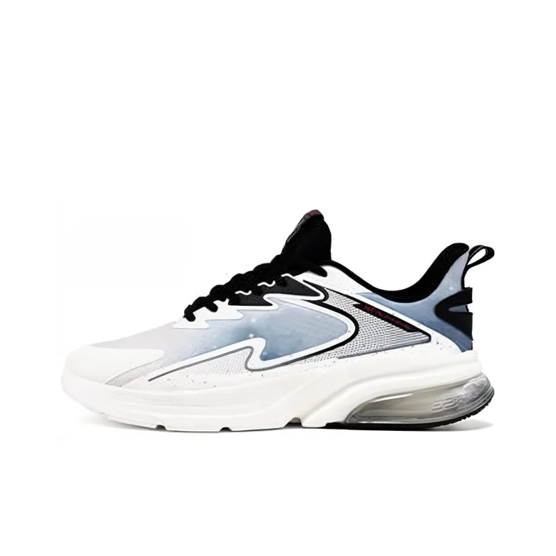 361° Cushioned Wear Resistant Lightweight Low Top Running Shoes Men's White Black-0