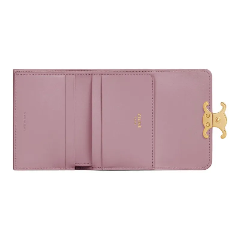 CELINE Triomphe Shiny Calfskin Wallet Women's Petal Pink-3