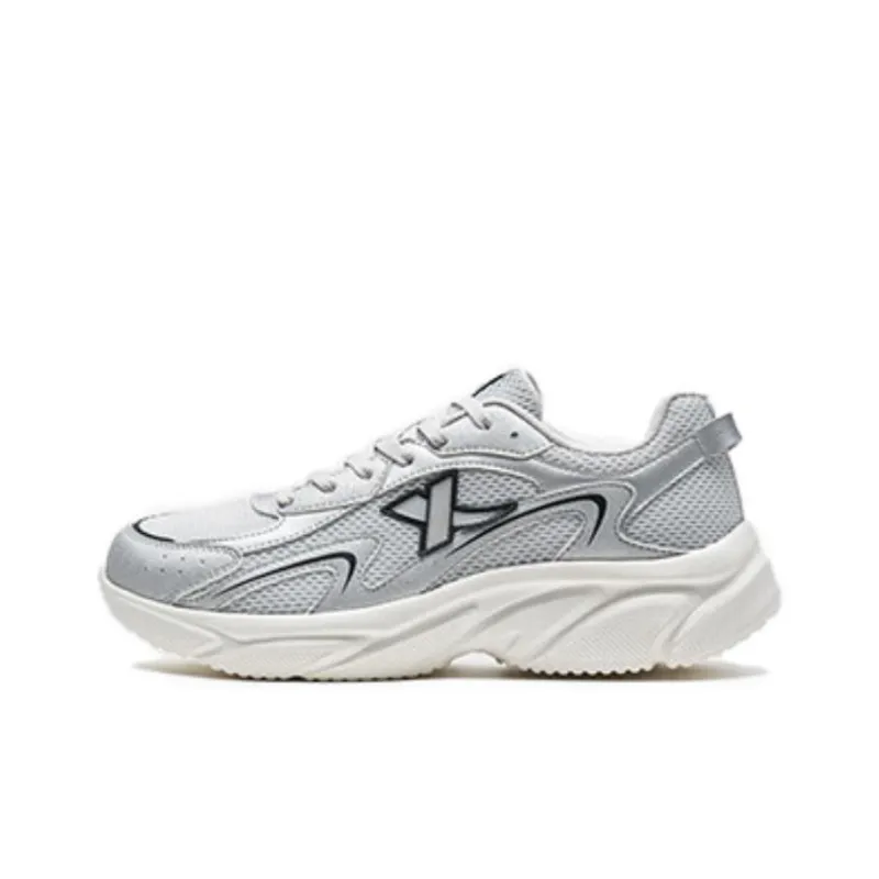XTEP Cushioning Wear-Resistant Low-Top Chunky Sneakers Women's Gray Silver-0