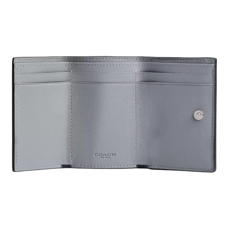 COACH Leather Coin Purses Wallets Mini Women's Gray Blue-2