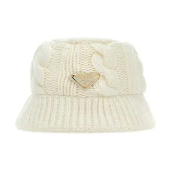 PRADA Wool Bucket Hats Unisex Beige