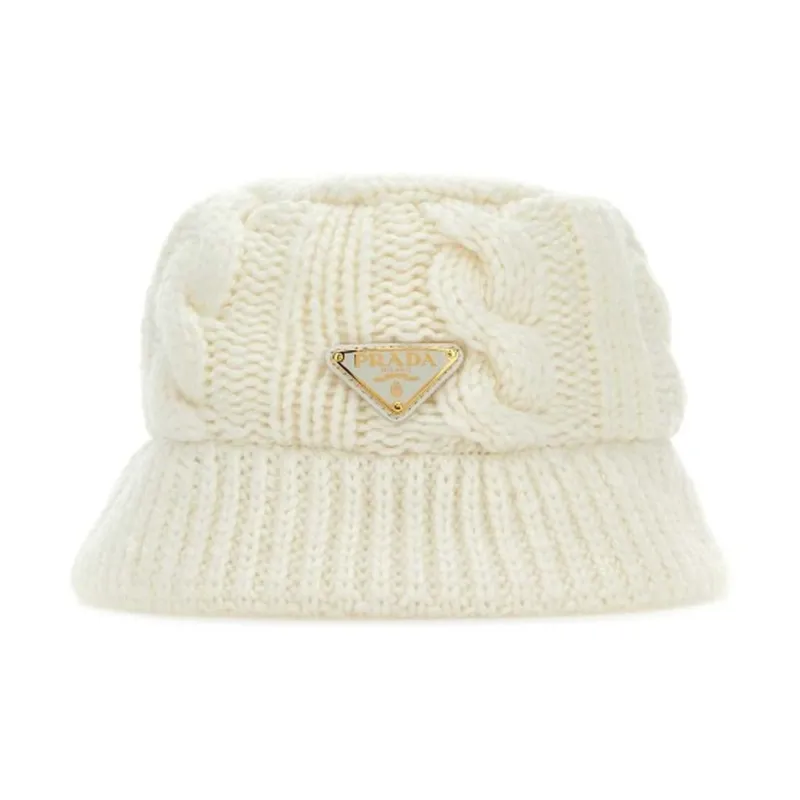 PRADA Wool Bucket Hats Unisex Beige-0