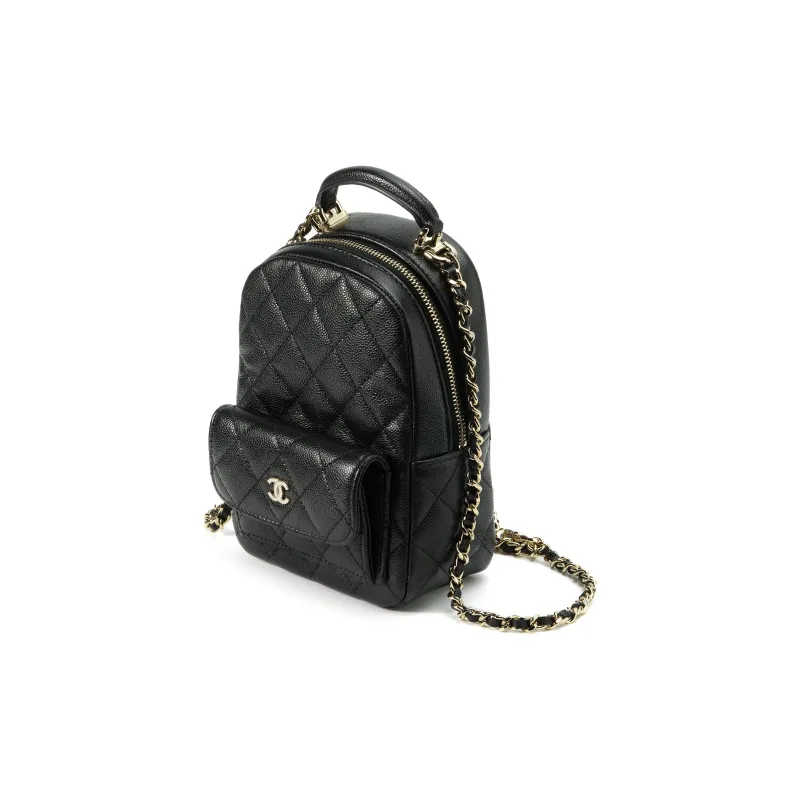 CHANEL Grain Caviar Cow Leather Backpack Mini Women's Black-1