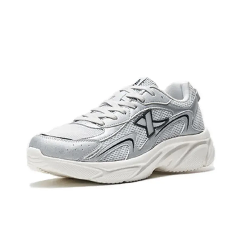 XTEP Cushioning Wear-Resistant Low-Top Chunky Sneakers Women's Gray Silver-1